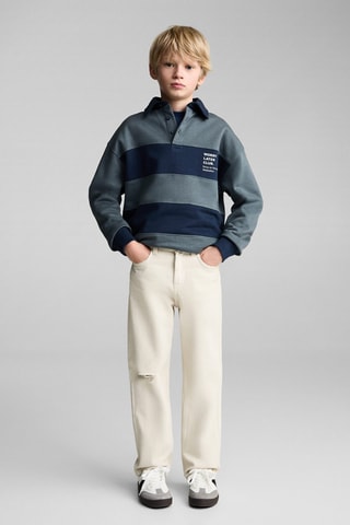 Jean droit déchirures décoratives - Sable