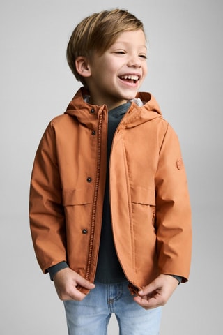 Parka imperméable capuche - Rouge orangé