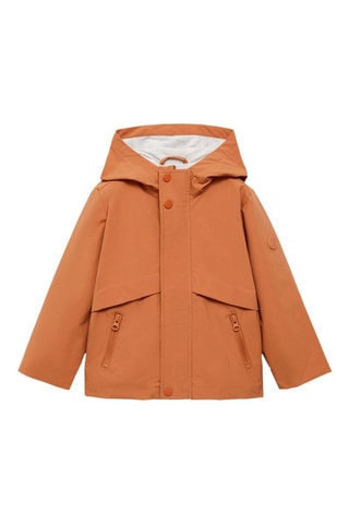 Parka imperméable capuche - Rouge orangé