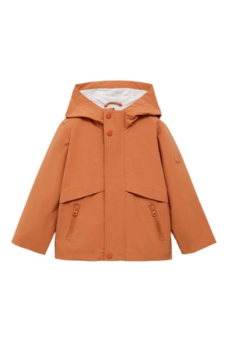 Parka imperméable capuche - Rouge orangé