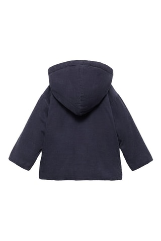 Manteau velours côtelé capuche - Bleu marine