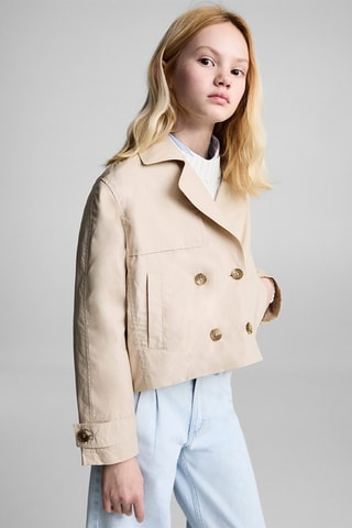 Veste crop double boutonnage - Gris clair