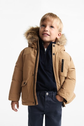 Anorak matelassé intérieur polaire - Camel