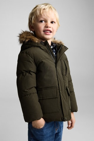 Anorak matelassé intérieur polaire - Kaki