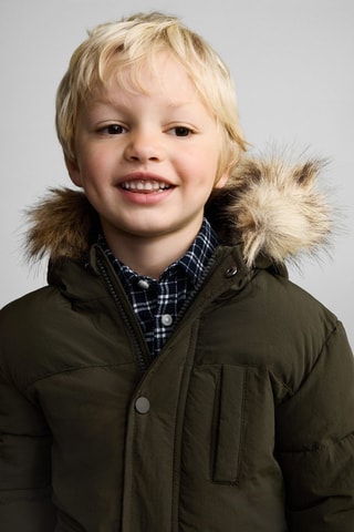 Anorak matelassé intérieur polaire - Kaki