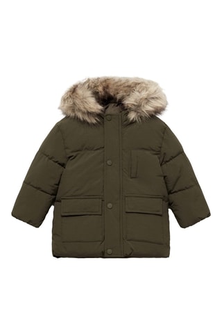 Anorak matelassé intérieur polaire - Kaki