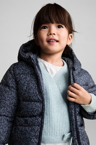 Anorak matelassé à fleurs - Bleu