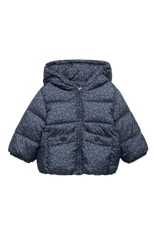 Anorak matelassé à fleurs - Bleu