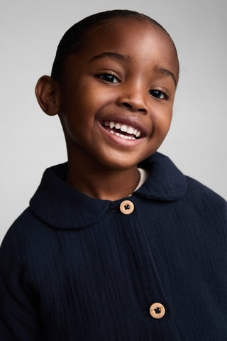 Veste tissu plissé poches - Bleu marine