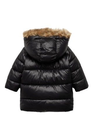 Anorak matelassé capuche fausse fourrure - Noir