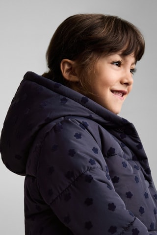 Anorak matelassé à fleurs - Bleu marine