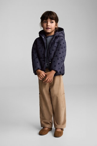 Anorak matelassé à fleurs - Bleu marine