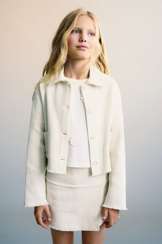 Veste crop texture - Blanc cassé