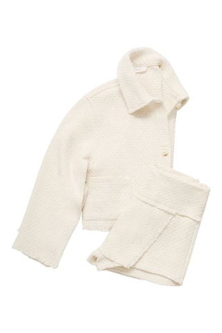 Veste crop texture - Blanc cassé