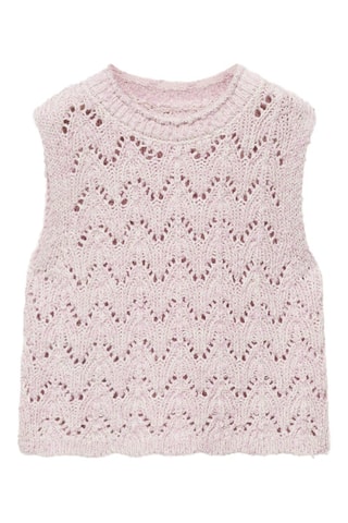 Top maille ajourée - Rose pastel