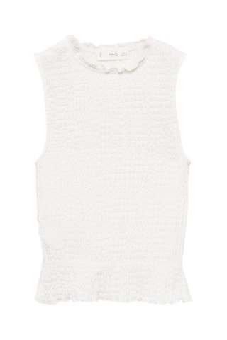 Top texturé froncé - Blanc cassé