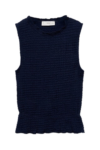 Top texturé froncé - Blanc cassé