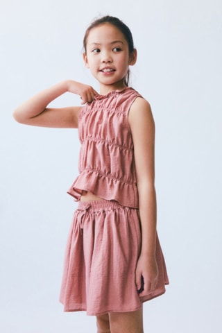 Top lin détails froncés - Rose