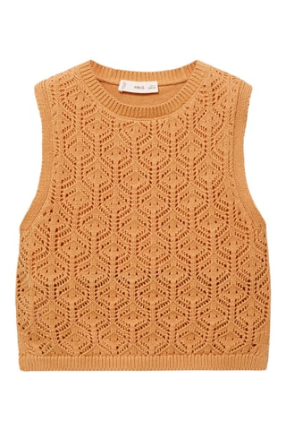 Top maille détails ajourés - Orange pastel