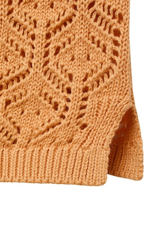Top maille détails ajourés - Orange pastel