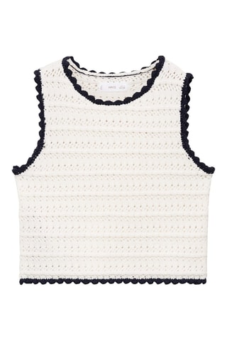 Top maille bords contrastants - Blanc