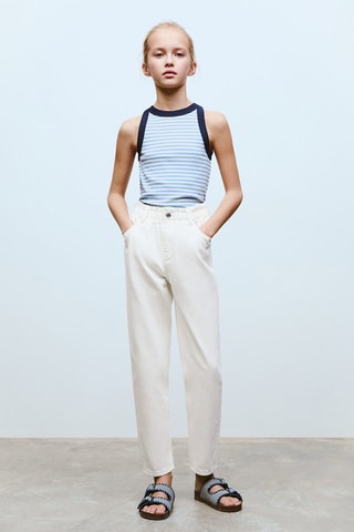 Top à rayures coton - Bleu