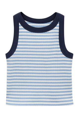 Top à rayures coton - Bleu