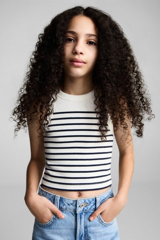 Top à rayures - Blanc cassé