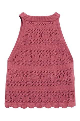 Top maille ajourée coton - Rouge