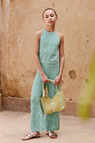 Top maille ajourée - Vert d'eau