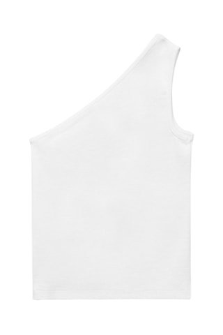 Top côtelé asymétrique - Blanc cassé