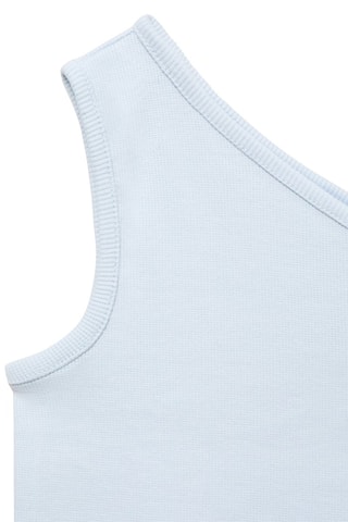 Top côtelé asymétrique - Blanc cassé