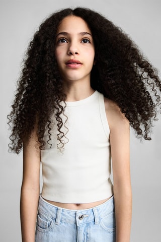 Crop top maille - Blanc cassé