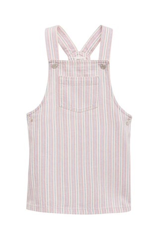 Robe chasuble en jean rayures - Beige