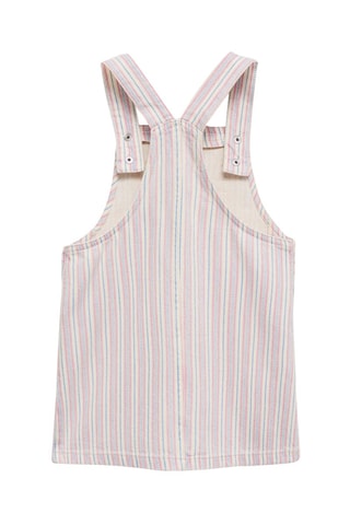 Robe chasuble en jean rayures - Beige