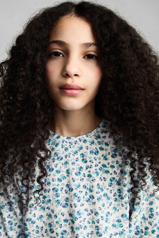 Robe fleurs volant - Blanc cassé