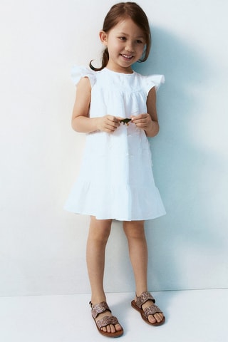 Robe brodée fleurs - Blanc