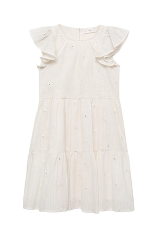 Robe coton à pois - Blanc cassé