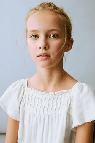 Robe lin volantée - Blanc