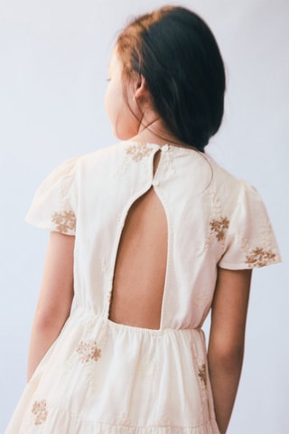 Robe courte détail brodé - Blanc cassé
