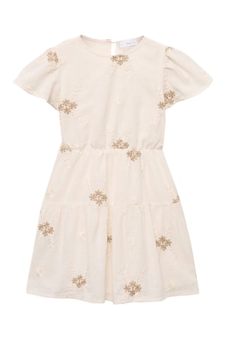 Robe courte détail brodé - Blanc cassé