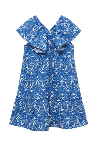 Robe imprimée manche volant - Bleu