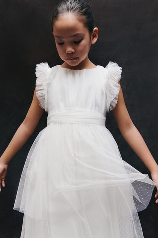 Robe plumetis volants - Blanc