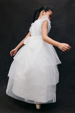 Robe plumetis volants - Blanc