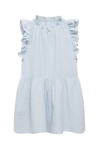 Robe brodée à volants - Bleu clair