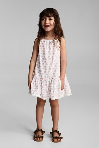 Robe bretelles broderie florale - Blanc