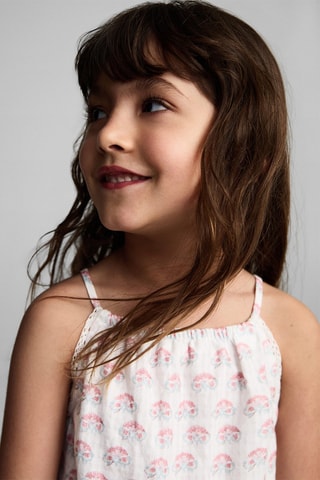 Robe bretelles broderie florale - Blanc