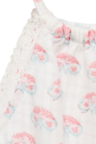 Robe bretelles broderie florale - Blanc