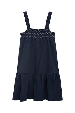 Robe brodée volant - Bleu marine