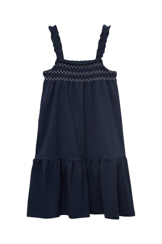 Robe brodée volant - Bleu marine